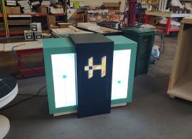 Modified MOD-1730 Reception Counter with Locking Storage, Wireless Charging, and Backlit Logo